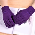 Gants thermiques en polaire violets avec broderie NJBEI et bout d'écran tactile - Taille unique / Violet Pur pour Femme