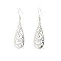 Silver vintage teardrop earrings with intricate celtic hollow patterns in polished metal - Silver Style C