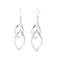 Silver geometric double-layered twisted drop earrings with hook in polished finish - Silver-A Style