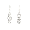 Silver Celtic knot drop earrings with hollow woven geometric design on white background - Steel Color - Style D