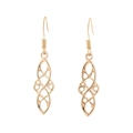 Elegant gold hollow geometric dangle earrings with hook design on white background - Gold-Style E