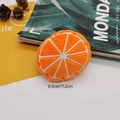 Detail showing an orange slice plush brooch with soft fabric texture and 7.2cm size - 4-1# Large Orange Slice With Brooch Pin