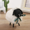 Handmade wool felt sheep ornament with green Ireland clover ribbon for home decor - Black Faced Sheep