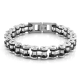 Punk-Stil Edelstahl Motorradkette Armband für Herren und Damen in Silber und Schwarz Ausführung - Stahl und Schwarz