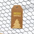 Brown kraft paper Christmas gift tag featuring a gold tree and Merry Christmas text - Simple Style D