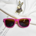 Hot pink polarized kids sunglasses with durable silicone frame and stylish silver rivets - Rose Red