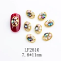 Close-up of 7.6*11mm oval alloy nail charm with colorful rhinestones and pearls - Japanese Style Oval Nail Charm (2810) / 10 Pieces Pack