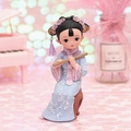 Blue and purple vintage Chinese girl figurine with flute and tassels for birthday gift - Style 060-12D Playing Flute