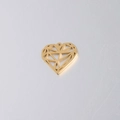 Macro detail of golden stainless steel heart pendant with geometric faceted design - 18.4x20mm Heart / Gold