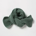 Winter knitted ribbed scarf in emerald green finish for women and children - Cyan