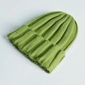 Classic ribbed knit beanie for adults in a vibrant grass green solid color style - One Size / Bean Green