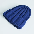 Royal blue ribbed knit beanie for adults with a classic minimalist cuffed design - One Size / Sapphire Blue