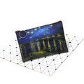 Detail of canvas coin purse featuring Van Gogh Starry Night print and metal zipper - Pattern 6 (Starry Night Over the Rhone)