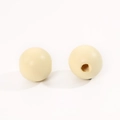 Pair of beige 16mm polished lotus wood beads with pre-drilled holes on white background - Off-white