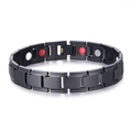 Magnettherapie Armband für Herren aus schwarzem Titanstahl mit therapeutischen Einsätzen - Nicht abnehmbarer Stil / Nicht abnehmbares Schwarz