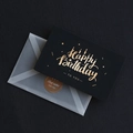 Elegant black birthday card set with gold foil lettering and semi-transparent envelope - Style B-Happy Birthday Candle