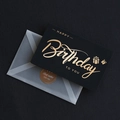 Elegant black birthday greeting card with gold foil text and translucent envelope - Style B-Happy Birthday Gift