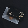 Elegant black birthday card set with gold foil lettering, translucent envelope and seal - Style B-Happy Birthday Rose