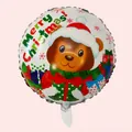 Round aluminum foil Christmas balloon featuring a cute brown bear and Merry Christmas text - Christmas Bear with Bow Round / 18 inch