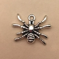 Antique silver spider charm for DIY Halloween jewelry making with embossed details - Retro Spider 15x18mm