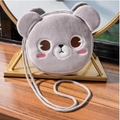 Cute grey plush cartoon bear crossbody small shoulder bag for kids with round ears - Grey Bear