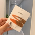 Set of two triangle wood and orange resin hair clips on a white branding card - Two-Piece Set / 4# Carrot Orange