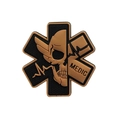 Tactical Medic PVC patch featuring a skull life star design in black and brown finish - Black Brown MEDIC Skull Star