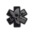 Black and grey PVC Medic tactical patch featuring life star skull and heartbeat design - Gray Black MEDIC Skull Star