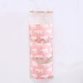 Three-tier cotton linen wall hanging storage bag with pink polar bear print - Pink Polar Bear
