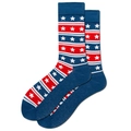 Mid-calf cotton blend socks with USA flag stars and red white stripes design - Star Stripes