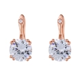 Boucles d'oreilles en or rose avec gros oxydes de zirconium sur fond blanc épuré - Blanc Transparent