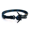Black and blue paracord braided bracelet with black metal airplane clasp fastener - Black Blue Dot (BPL2-12)
