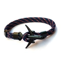 Blue red white braided paracord bracelet with a black airplane metal clasp design - Blue Red White (BPL2-01)
