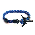 Blue and red nautical paracord bracelet with a black airplane-shaped metal clasp - Blue Red White Dots (BPL2-14)