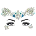 Close-up of luminous face rhinestones in blue and AB white on eye makeup illustration - Dark Blue AB (Y0067)