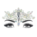 Close-up of crown-shaped luminous AB crystal face gems on a makeup drawing template - Silver AB Crown (Y0060)
