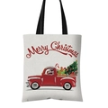 Off-white Christmas canvas tote bag featuring a red gift truck and Merry Christmas text - Beige Pickup Christmas Tree Merry Christmas (GW001-6)
