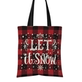 Red and black buffalo plaid canvas tote bag with white Let it Snow print and snowflakes - Red and Black Plaid LET IT SNOW (GW001-16)