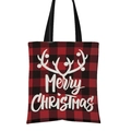 Christmas tote bag with red and black buffalo plaid pattern and Merry Christmas deer graphic - Checkered Antlers (GW001-18)