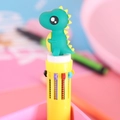 Multicolor dinosaur ballpoint pen with a yellow barrel and green topper detail - Green Dinosaur