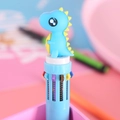 Blue cartoon dinosaur multi-color retractable ballpoint pen with cute silicone topper - Blue Dinosaur