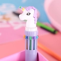 Cute white unicorn multi-color retractable ballpoint pen with purple plastic body and 0.5mm tip - Purple Unicorn