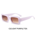 Occhiali da sole quadrati alla moda con montatura viola chiaro e lenti sfumate tè, C8 - Montatura Viola Chiaro Lente Tè Sfumata