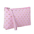 Borsa da trucco portatile in tessuto rosa con pois dorati e cerniera per il viaggio - 20*11*3cm / Rosa