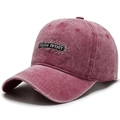 Berretto da baseball in denim rosso lavato vintage con ricamo ZIAZAG TWENTY e stile retrò - Regolabile / Rosso