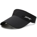Schwarze atmungsaktive Sonnenblende für Sport mit SPORT-Aufdruck und Mesh-Textur - Schwarz