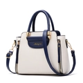 Sac à main pliable bicolore avec poignée supérieure et bandoulière réglable en bleu et crème - Bleu avec Blanc