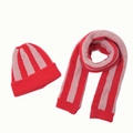 Set invernale con berretto e sciarpa a righe rosa e rosse per neonati e bimbi - Set Da Due Pezzi (Cappello + Sciarpa) / Stile a Righe Rosse