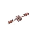 Vintage bronze cardigan clip with intricate hollow floral design and secure metal clamps - Copper Flower
