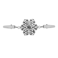 Silver vintage style hollow flower cardigan clip with polished metallic finish on white background - Six Petals / Silver